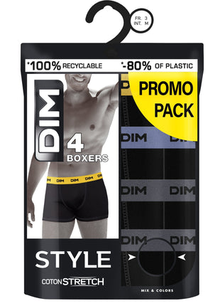Dim short 4-pack mixed colors black waistband yellow/blue/grey men