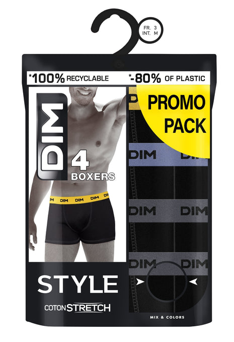 Dim short 4 pack mix and colors black waistband yellow/blue/grey heren