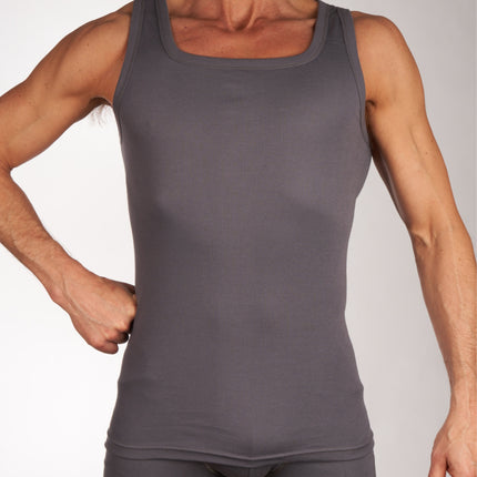 Mango singlet 2 pack 1-1 rib box grey heren 685-7850-box grey Mango débardeur lot de 2 1-1 rib box grey hommes
