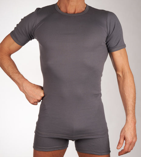 Mango t-shirt ronde hals 2 pack 1-1 rib box grey heren 685-8167-box grey Mango t-shirt col rond lot de 2 1-1 rib box gey hommes
