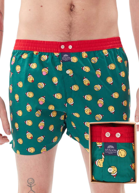 McAlson wijde boxershort christmas smiley green heren M4689 McAlson caleçon christmas smiley green hommes
