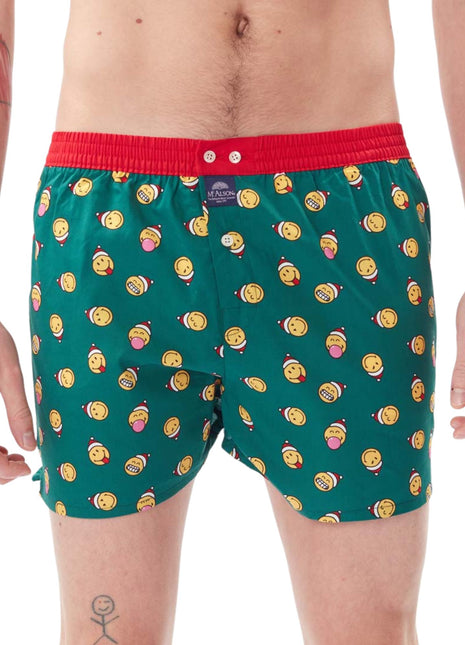 McAlson wijde boxershort christmas smiley green heren M4689 McAlson caleçon christmas smiley green hommes
