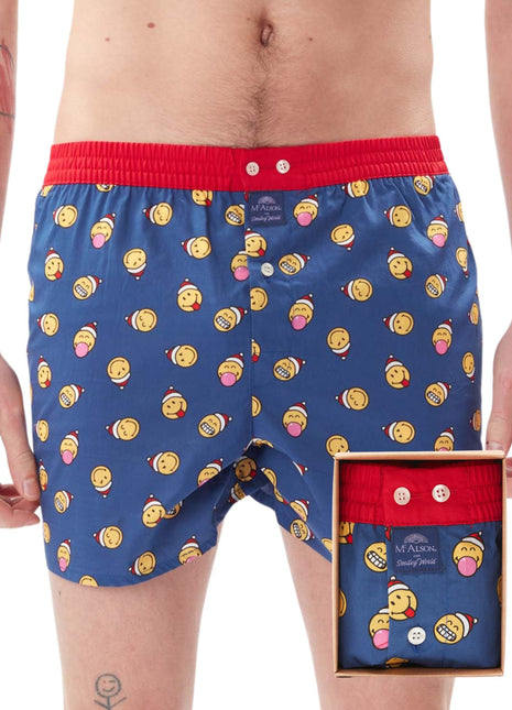McAlson wijde boxershort christmas smiley navy heren M4687 McAlson caleçon christmas smiley navy hommes
