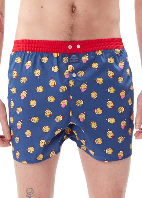 McAlson wijde boxershort christmas smiley navy heren M4687 McAlson caleçon christmas smiley navy hommes

