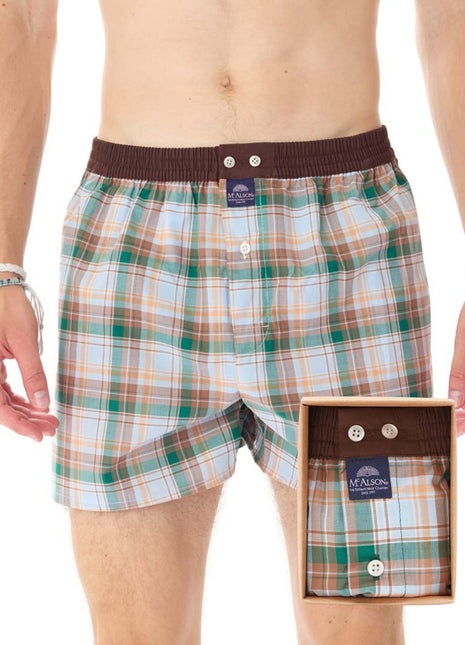McAlson wijde boxershort gingham brown heren M5067 McAlson caleçon gingham brown hommes
