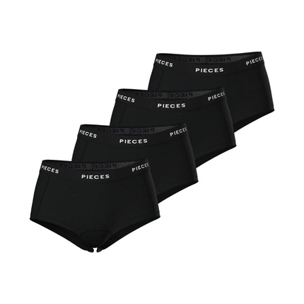 Pieces short 4 pack pclogo lady boxer black dames 17106857-3423812 Pieces shorty 4 pack pclogo lady boxer black femmes