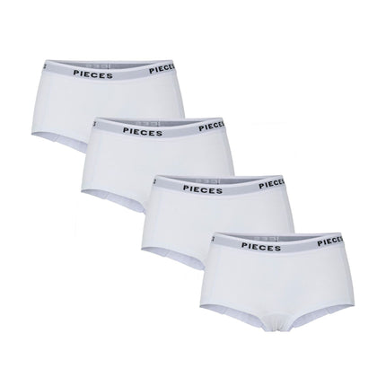 Pieces short 4 pack pclogo lady boxer bright white dames 17106857-3423813 Pieces shorty 4 pack pclogo lady boxer bright white femmes