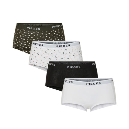 Pieces short 4 pack pclogo lady boxer forest night dames 17156241-4868364 Pieces shorty 4 pack pclogo lady boxer forest night femmes
