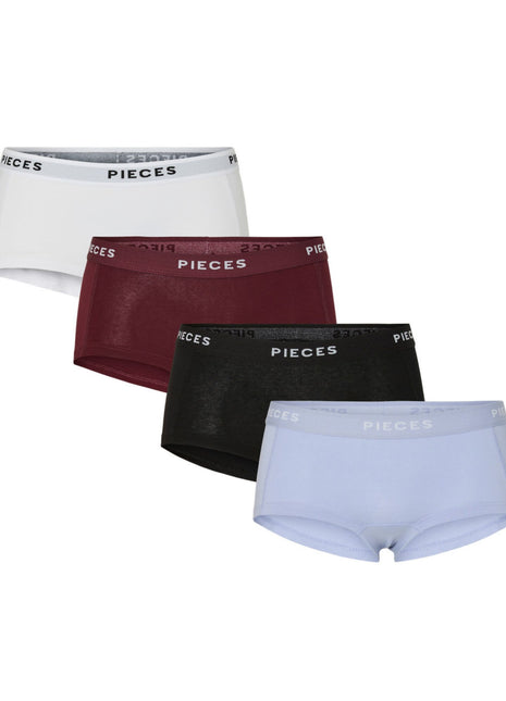 Pieces short 4 pack pclogo lady boxer tawny port dames 17106857-4868372 Pieces shorty 4 pack pclogo lady boxer tawny port femmes