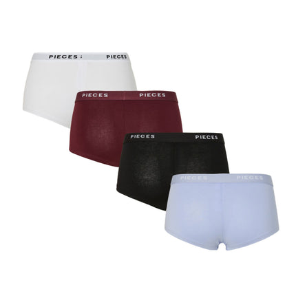 Pieces short 4 pack pclogo lady boxer tawny port dames 17106857-4868372 Pieces shorty 4 pack pclogo lady boxer tawny port femmes