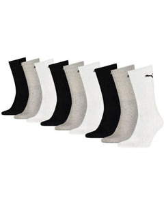 Puma sokken 9 paar crew sock white / grey / black heren 701219013-002 Puma chaussettes 9 paires crew sock white / grey / black hommes