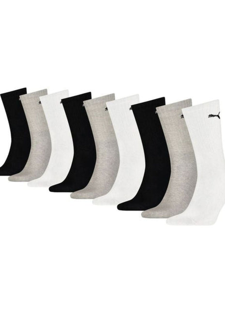 Puma sokken 9 paar crew sock white / grey / black heren 701219013-002 Puma chaussettes 9 paires crew sock white / grey / black hommes