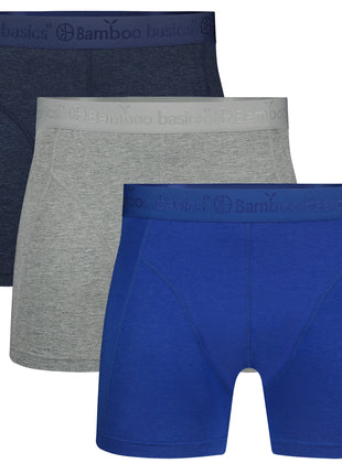 Bamboo Basics short 3 pack knitted boxershorts grey blue jeans heren
