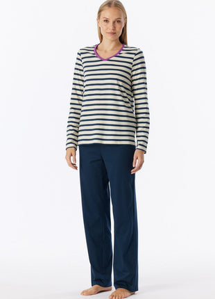 Schiesser pyjama long casual essentials seasalt dames - afbeelding 2