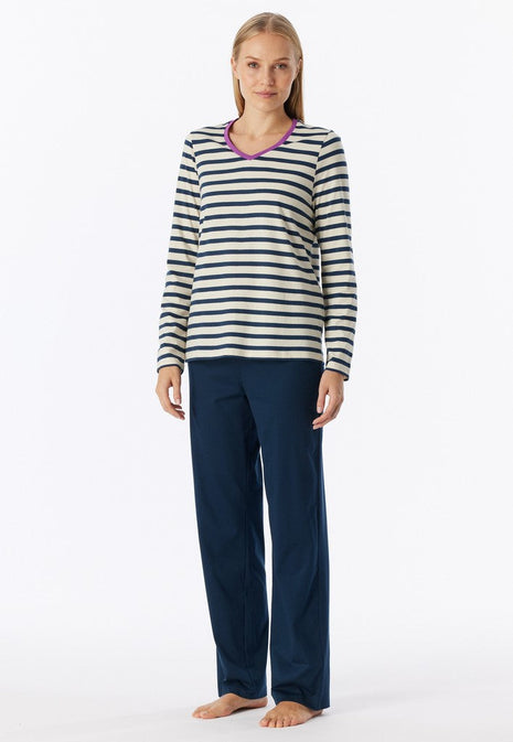 Schiesser pyjama long casual essentials seasalt dames - afbeelding 2