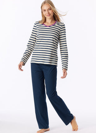 Schiesser pyjama long casual essentials seasalt dames - afbeelding 4