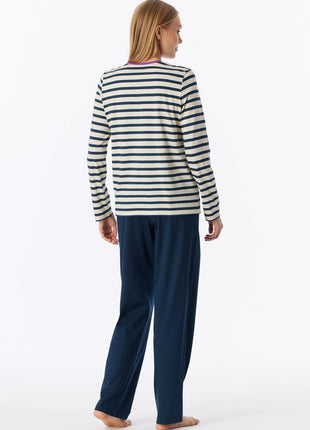 Schiesser pyjama long casual essentials seasalt dames - afbeelding 3