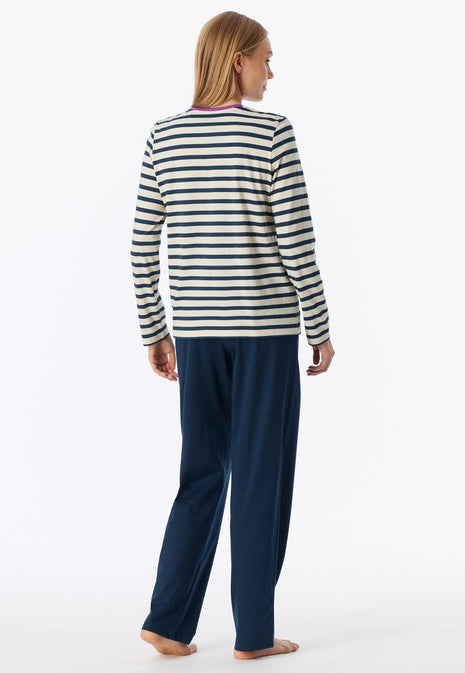 Schiesser pyjama long casual essentials seasalt dames - afbeelding 3