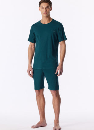Schiesser pyjama short modern bonded deep sea green heren - afbeelding 5