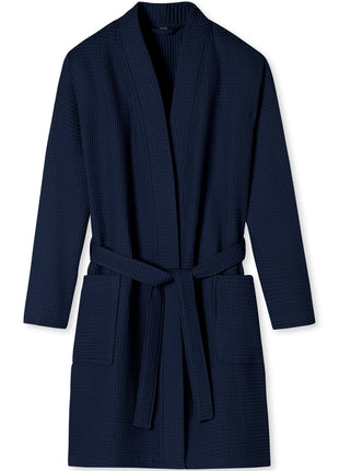 Schiesser badjas Essentials bathrobe dark blue dames