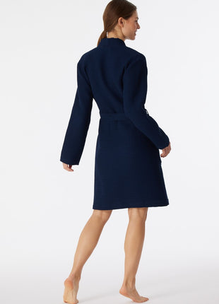 Schiesser badjas Essentials bathrobe dark blue dames
