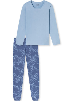 Schiesser pyjama lange broek Uncover light blue dames