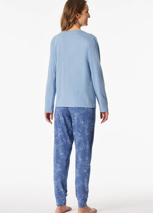 Schiesser pyjama lange broek Uncover light blue dames