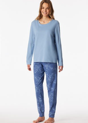 Schiesser pyjama lange broek Uncover light blue dames
