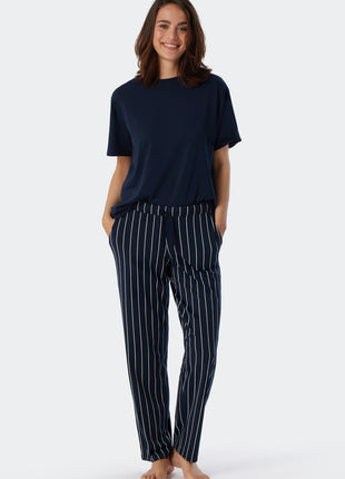 Schiesser broek mix + relax blue stripes dames