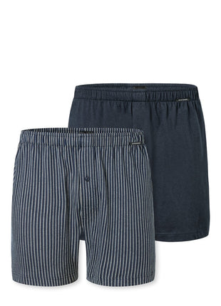 Schiesser boxershort 2 pack organic cotton blauw heren