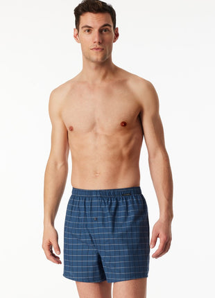 Schiesser men's 2-pack organic cotton blue plaid boxers