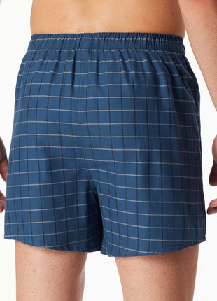 Schiesser men's 2-pack organic cotton blue plaid boxers