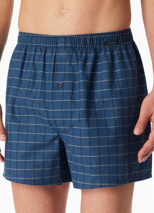 Schiesser men's 2-pack organic cotton blue plaid boxers