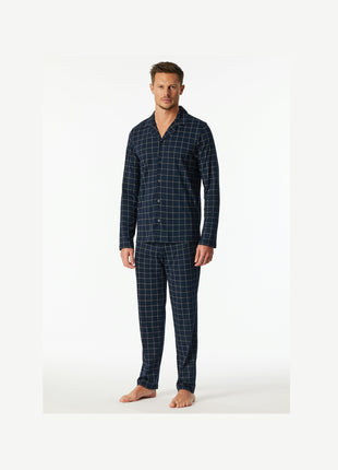 Schiesser pyjama lange broek fine interlock nightblue heren