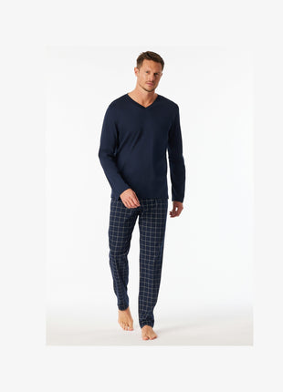 Schiesser pyjama lange broek fine interlock nightblue heren
