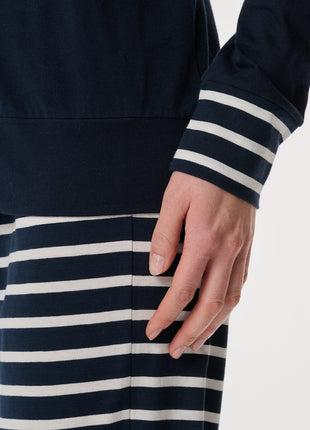 Schiesser pyjama lange gestreepte broek casual essentials midnight blue dames