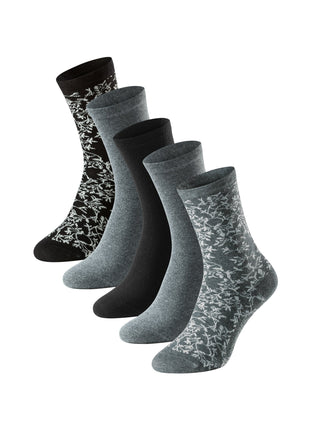 Schiesser sokken 5 paar bluebird stay fresh socks grijs gecombineerd dames