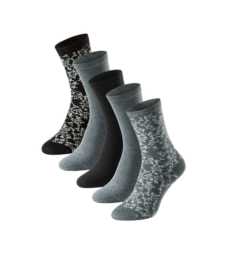 Schiesser sokken 5 paar bluebird stay fresh socks grijs gecombineerd dames