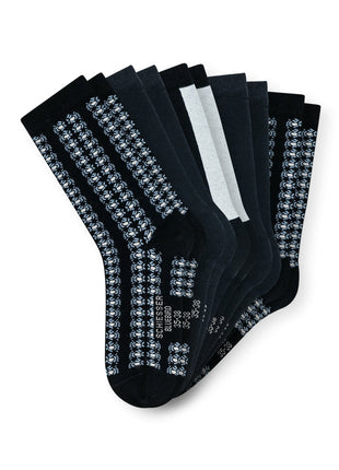 Schiesser sokken 5 paar bluebird stay fresh socks grijs gecombineerd grafic dames