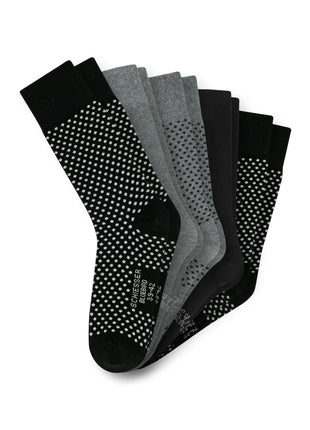 Schiesser sokken 5 paar bluebird stay fresh socks zwart gestipt gecombineerd heren