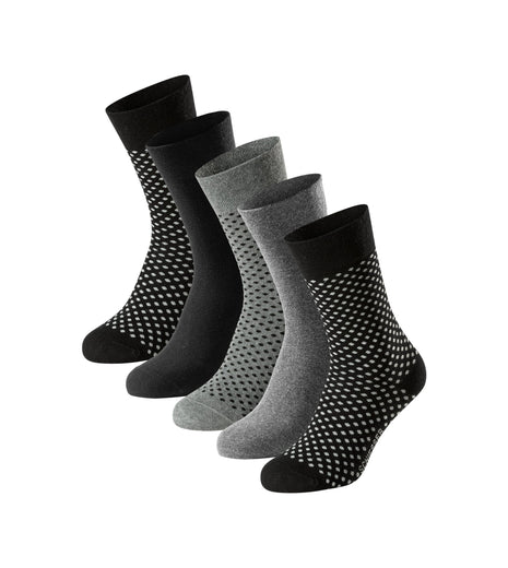 Schiesser sokken 5 paar bluebird stay fresh socks zwart gestipt gecombineerd heren