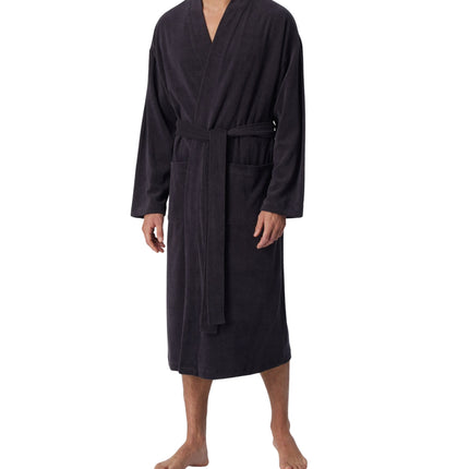 Schiesser badjas feather terry bathrobe anthracite heren 128546-815 Schiesser peignoir feather terry bathrobe anthracite hommes