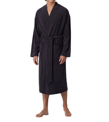 Schiesser badjas feather terry bathrobe anthracite heren 128546-815 Schiesser peignoir feather terry bathrobe anthracite hommes