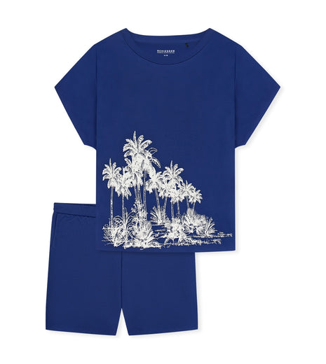 Schiesser pyjama korte broek blue dames 183669-800 Schiesser pyjama pantalon court blue femmes