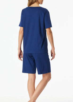 Schiesser pyjama korte broek blue dames 183669-800 Schiesser pyjama pantalon court blue femmes