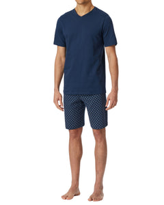 Schiesser pyjama korte broek casual essentials admiral blue heren 182200-801 Schiesser pyjama pantalon court casual essentials admiral blue hommes

