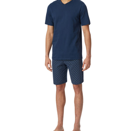 Schiesser pyjama korte broek casual essentials admiral blue heren 182200-801 Schiesser pyjama pantalon court casual essentials admiral blue hommes
