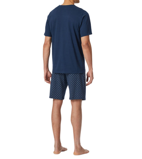 Schiesser pyjama korte broek casual essentials admiral blue heren 182200-801 Schiesser pyjama pantalon court casual essentials admiral blue hommes
