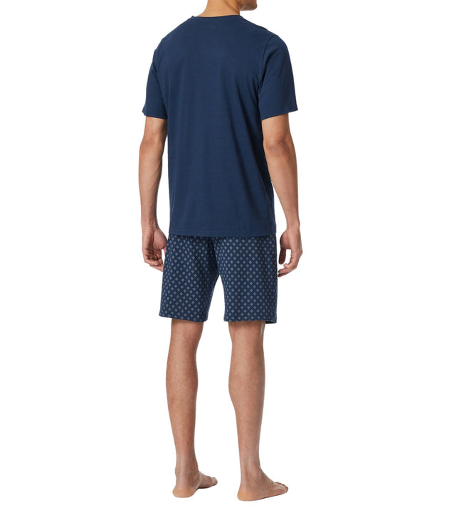 Schiesser pyjama korte broek casual essentials admiral blue heren 182200-801 Schiesser pyjama pantalon court casual essentials admiral blue hommes
