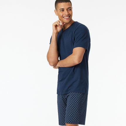 Schiesser pyjama korte broek casual essentials admiral blue heren 182200-801 Schiesser pyjama pantalon court casual essentials admiral blue hommes
